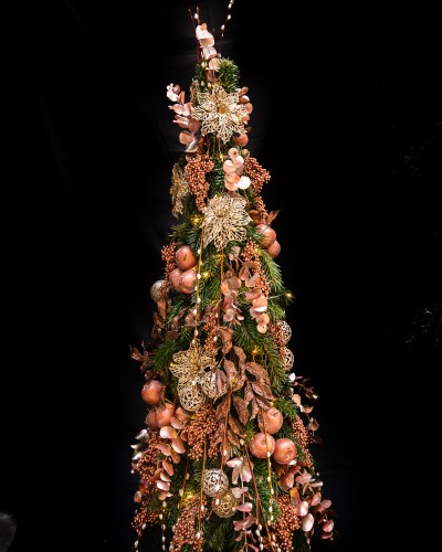 Handmade Christmas Tree with decorative branches, apples, eucalyptus and pepper.